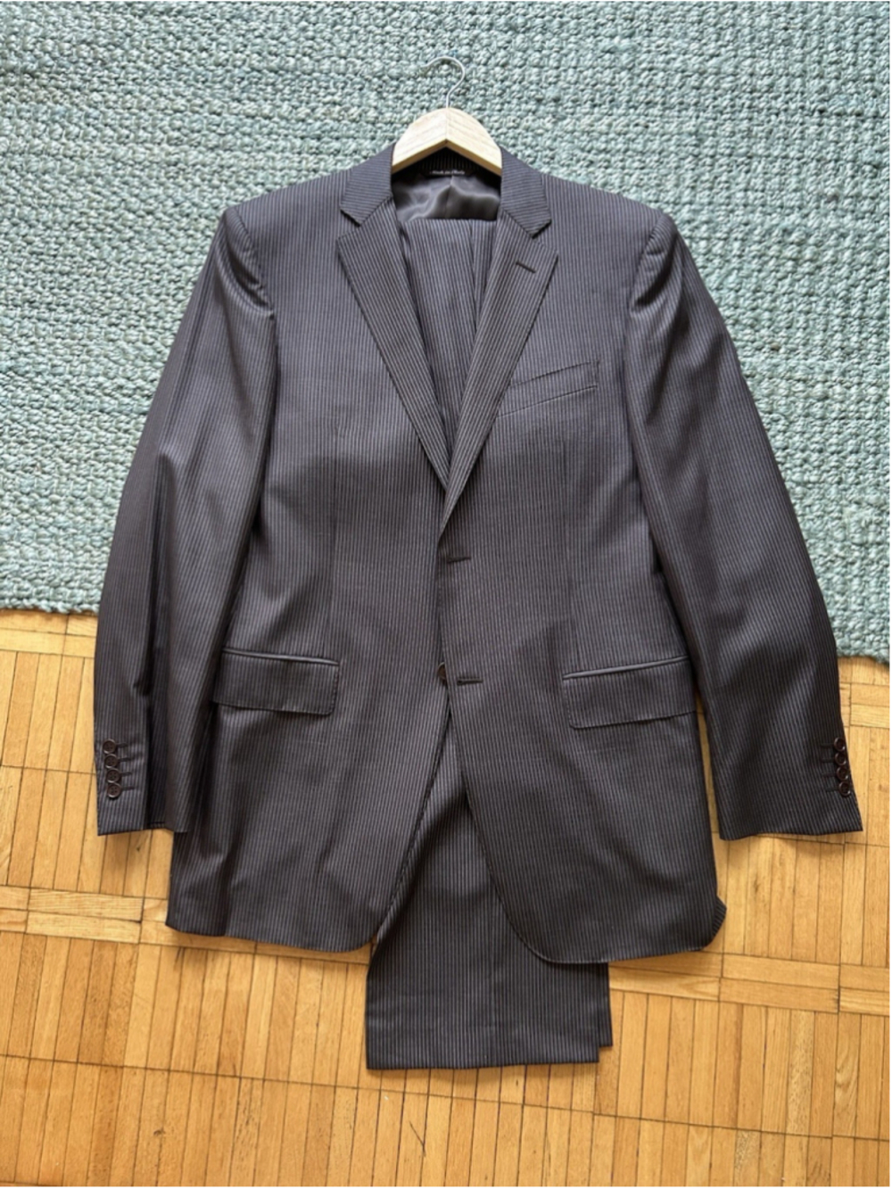 Canali Mens Suit 52L IT (42L) Wool and silk brown Pinstripe Suit